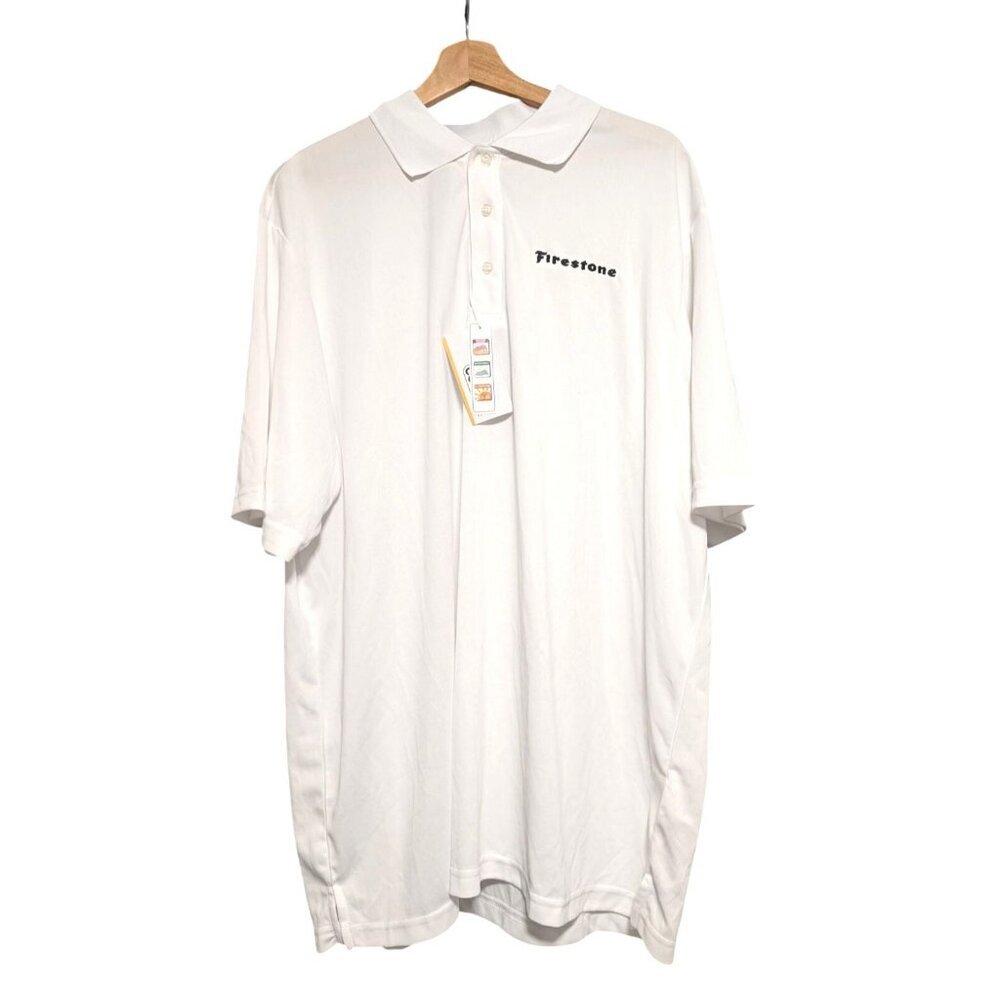 Mens Core365 Firestone Polo Shirt White Size XXL 2XL Short Sleeve Embroidery NWT